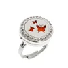 Butterfly 20mm eteriska oljor 316L Rostfritt stål Silver Aromaterapi Diffuser Locket Ring med Rhinestones Drop Shipping