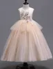 Dentelle Petits Enfants Robes De Fille De Fleur Princesse Bateau Cou Tulle 3d Floral Layered Girls ' Pageant Court Formelle Wears pour Mariage MC1625