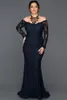 Elegant Mermaid Lace Mother Of The Bride Dresses Off The Shoulder Plus Size Long Sleeves Wedding Guest Dress Floor Length Evening Gowns