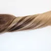 120 Gram Virgin Remy Balayage Clipe de cabelo em extensões ombre marrom médio a cinzas destaques