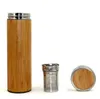 15oz Bamboo Tea Tumbler with Removable Infuser and Strainer Set Stainless Steel Double Wall Vacuum Insulated Water Bottle