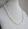 100% натуральный жемчужный украшение белый цвет 5-6-мм цветочниц пресноводной жемчужный ожерелье свадебное подарка по случаю дня рождения 284o