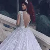 2019 Lyxig O-nacke Långärmad bollklänning Bröllopsklänningar Bröllopsklänningar Beaded Crystals Vestidos de Noiva Bröllopsklänningar Robe de Mariage