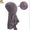 Neue Männer Frauen Bandana Samt Turban Hut Durag Hip Hop Kopfbedeckung Kopftuch Long Tail Headwrap Schädelkappe Piratenhut für Männer und Frauen 12 Farben