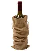 Gratis schip 15 * 35cm rustieke natuurlijke jute jute wijntassen trekkoord wijnfles covers bruiloften partij champagne linnen wijn geschenk pakket tassen