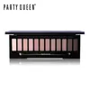 Party Queen 12 Farben Shimmer Matte Nude Lidschatten-Palette Make-up Neutral Glitter Smoky Eyeshadow Mit Spiegel + Dual Ended Brush