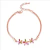 Mais recente moda estilo rose banhado a ouro Pulseira de Presente de Casamento gemstone Pulseira Bangle frete grátis