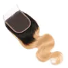 T 1B 27 Root noire miel Blonde Body Wave ombre Human Chers tisser 3 paquets avec fermeture en dentelle extensions de cheveux vierges brésiliennes6932473