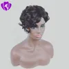 재고 빠른 브라질 곱슬 머리 짧은 시뮬레이션 인간의 머리 가발 흑인 여성 합성 가발 색 검은 색 가발을 출하