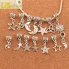Mixte étoile lune soleil métaux perles breloque 280 pcs/lot tibétain argent Dangle Fit Bracelets européens bricolage vente chaude