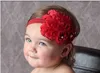 2017 Baby Blumen Stirnband Haarbänder Kopfbedeckung Kinder rot weiß Feder Kopfschmuck Blumen Perlen Braut
