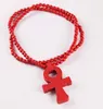 DHL Hip Hop Cross Ankh Pendant Necklace With Wooden Beads Chain Religionary Fashion Jewelry for Women Men Christmas Gift