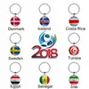 VM-dubbelsidig fotboll nyckelringar Land flaggor Glas Cabochon Fotboll Fläktar Souvenir Bil Keyhållare Väska Tillbehör Nyckelring
