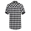 Rood Zwart Plaid Shirt Heren Shirts Zomer Mode Chemise Geruite Shirts Korte Mouw Heren Blouse257H