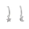 floating moon star charm 925 sterling silver earring High quality minimal dainty delicate tiny moon star drop cute girl gift silve266r