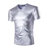 JM hommes printemps lumineux nouveau style col en V T-shirt à manches courtes tricolore T mince vent Club or armure veste demi manches chemise