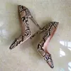 Brand new European and American Brown prints, snake shaped, pointed high heeled shoes, fashion personality banquet shoes, custom 33-45 yards