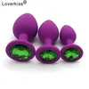Loverkiss 3PCS Silicone Anal Plug Butt Plug Set Plated Jeweled Sex Stopper Adult Toys for Men Women Anal Trainer for Couples Y18109614054