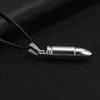 Men Titanium Steel Necklaces Bullet Pendant Leather Chain Necklace Women Jewelry