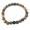 8mm Natural Lava Black Stone Charm Bracelets Handmade Elastic Beads For Men Women Lover Fashion Jewelry