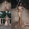 Chic İki Adet Mermaid Gelinlik Dantel Sheer Uzun Kollu Gelin Törenlerinde Sweep Tren Dubai Arapça Vestidos Custom Made