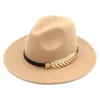 Vintage Unisex Wol Mix Panama Cap Jazz Met Outdoor Breed Breide Strandhoed Derby Hat