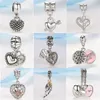 2018 New Silver Plated Bead Charm Angel Wing With Gold Love Heart Pendant Beads Fit  Bracelet & Bangle DIY Jewelry