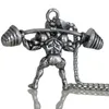 Muscle Man Pendant Necklace Stainless Steel Weight Lifting Fitness Sport Necklace Figure Charm Men Bodybuilding Gym Jewelry