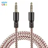 3.5mm jack aux Kablo iPhone 6 Samsung mp3 için 3.5mm araba Ses Kablosu tel Renkli Naylon Kulaklık AUX Kordon 1 M 200 adet / grup