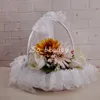 Blanc élégant dentelle fleur fille panier belle ronde Satin soie faveurs mariage accessoire fête décoration H5618