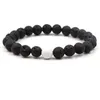 Natural Black Lava Pedra Beads Pulseira Difusor de Óleo Essencial Pulseira Branco Turquesa Rocha Vulcânica Frisada Yoga Pulseiras