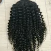 Rabo de cavalo de cabelo humano Kinky Curly rabo de cavalo com cordão para mulheres negras Rabo de cavalo de cabelo humano médio Updo Hairpiece Bun com 2 clipes