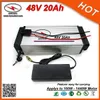 Promotion 1000W 48V Lithium Ion Electric BIke Battery Pack 48V 20AH Battery Packs with 30A BMS 2A Charger Aluminum Case