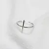 Enkel korsform Öppna ringar för kvinnor 100% Pure 925 Sterling Silver Finger Justerbara ring Fina tillbehör Smycken YMR071