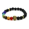 Mens Beads Buddha Charm Bracelet Purple Colorful Black Lava Natural Stone Yoga Hologram 7 Chakra Bracelet For Women