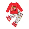 熱い女の子のクリスマスの衣装赤ちゃん女の子服長袖Tシャツトップスパンツ2本子供たちセット幼児子供のブティック服クリスマス服