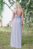 Graues Chiffon-langes Brautjungfernkleid, sexy One-Shoulder-Rüschen, offener Rücken, Hochzeitskleid, anmutiges, ärmelloses A-Linien-Kleid für Trauzeugin