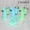 Hookahs Glow in dark Silicone Mini Dab Oil Rigs Glass Bongs Water Pipes 14mm Joint With bowl Internal Perc Beakers