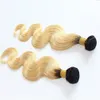 Yuntian 2pcs Ombre 브라질 헤어 바디 웨이브 1B / 613 Ombre 헤어 번들 위브 T1b / 613 레미 인간의 머리카락 확장 10-28 인치