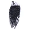 Brazilian Afro Kinky Curly Human Hair Weaves Extensions 4 Bundles with Closure Free Middle 3 Part Double Weft Dyeable Bleachable 100g/pc DHL