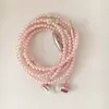 Pink Girl Rhinestone Jewelry Pearl Collar Auriculares con Auriculares de Micrófono para Teléfono Xiaomi Regalo Brithday Fone De Ouvido
