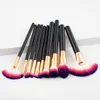 10 pcs pinceaux de maquillage ensemble manche en bois tête de brosse en nylon pour fard à paupières Blush Foundation 7 couleurs disponibles DHL gratuit