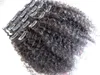 3B 3C Clip In Hair Extensions Brazilian Kinky Curly Virgin Human Hair Thick Weft 120G 2Sets Full Head Natural Color