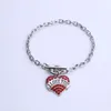 Drop Shipping Rhodium plattiert Ich liebe dich Herz Pendent Toggle Charm mit funkelnden Kristall Gliederkette Armband