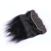 Brasilianisches glattes Echthaar, 3 Bündel mit Spitzenfront, 13 x 4 Ohr-zu-Ohr-Spitzenfront, doppelte Tressen, natürliches schwarzes Haar