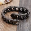 Bracelet à chaîne gourmette en acier inoxydable 316L, 22cm (8.65 pouces) de large, 15mm, haute qualité, noir, cadeaux de noël à la mode pour hommes