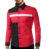  2018 Fashion Male Shirt Long-Sleeves Tops Cotton Hit Color Stitching Casual Mens Dress Shirts Slim Men Shirt XXL