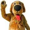 Costume de mascotte de chien marron personnalisé avec costume de personnage sur le ventre taille adulte gratuit