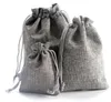 coton petit sac de toile de jute enfants faveur bonbons chaîne sacs décoration de noël cordon père noël sacs cadeaux pochette mariage bijoux pochettes