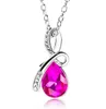 Dames Teardrop-vormige Hanger Ketting Crystal Rhinestones Diamant Charm Verzilverd Ketting voor Dames Verklaring Sieraden